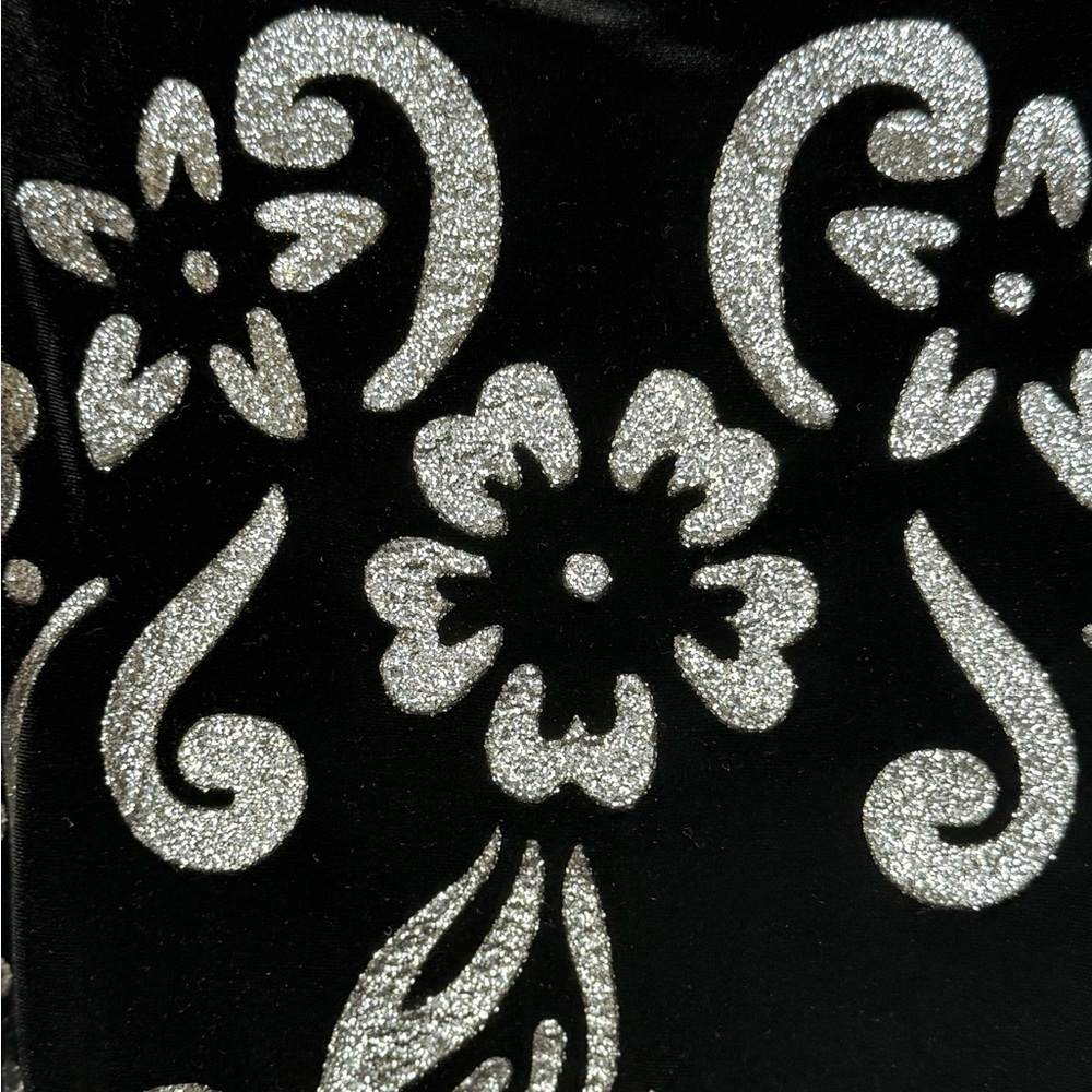 Vintage Cocktail Dress ONYX Nite by Wendy Chaitin Velvet Silver Glitter Black 14 - Picture 6 of 7